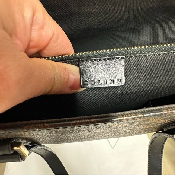 Celine Macadam Black and Brown Patterned PVC Tote with leather double handle - Picture 10 of 16